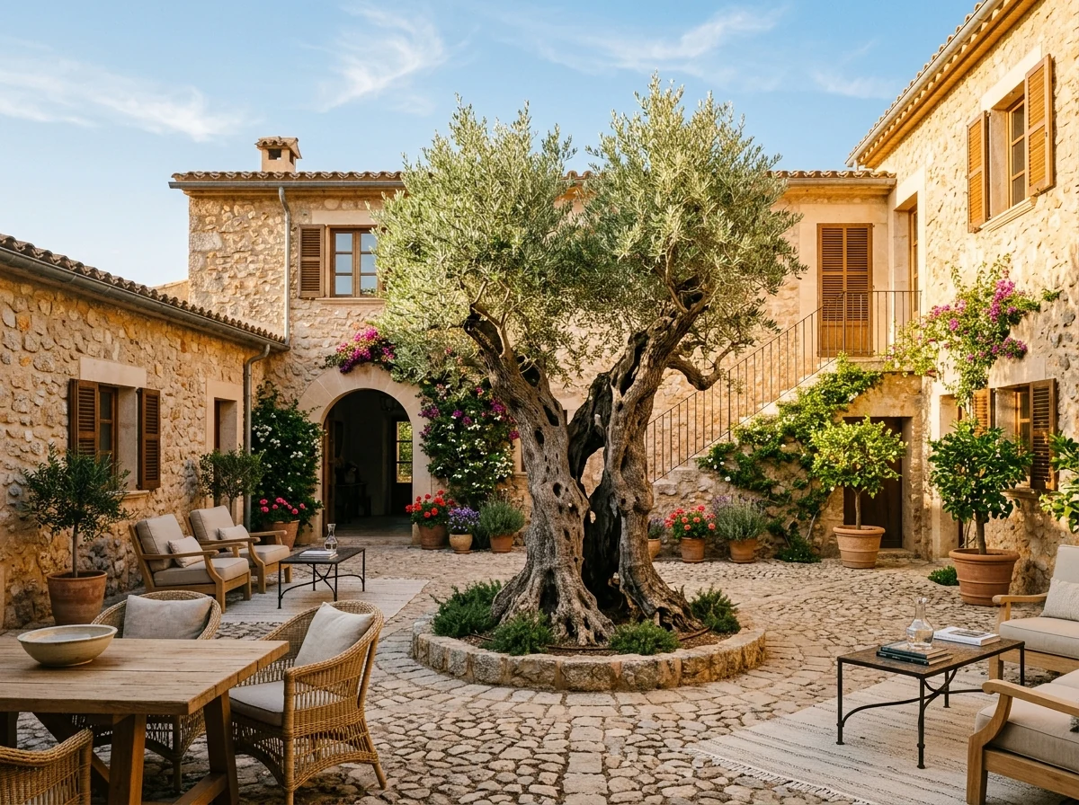 Olivo Milenario de Tronco Hueco en Finca de Piedra Mallorca — Historic Hollow Trunk Olive Tree